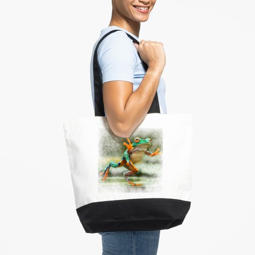Dancing Frog cotton tote